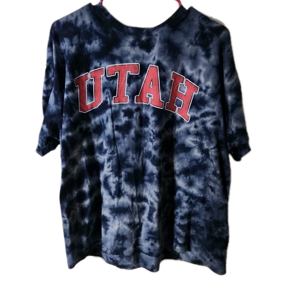 University of Utah Utes Mens Blue Tie-Dye Athletic T-Shirt Football Size XL - Picture 3 of 7